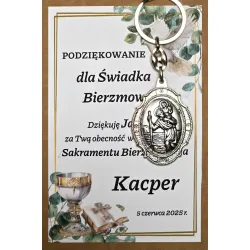 Podziękowanie dla świadka Bierzmowania brelok