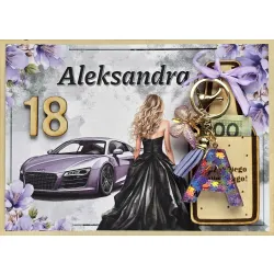 Super prezent na 18 urodziny DREWNIANA kartka A5