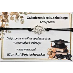 ZAKOŃCZENIE ROKU SZKOLNEGO bransoletka koniczyna ZAPAKOWANE dla uczniów