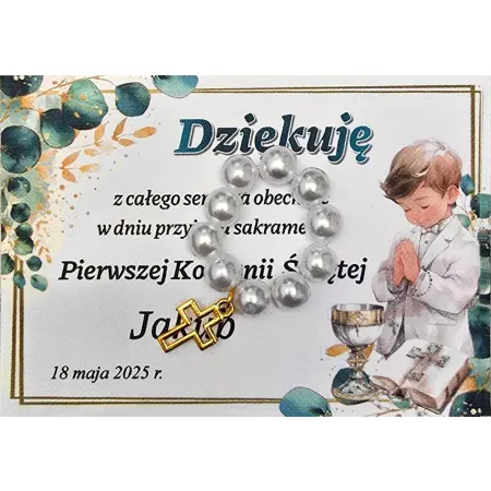 KOMUNIA Podziękowanie dla gości różaniec ZAPAKOWANE