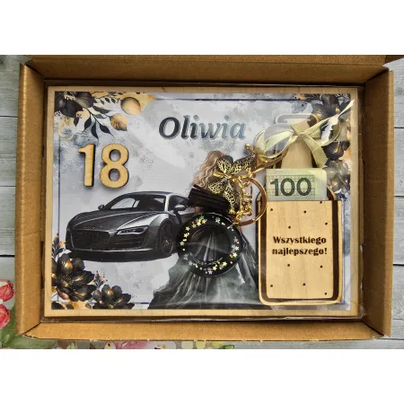 Super prezent na 18 urodziny DREWNIANA kartka A5