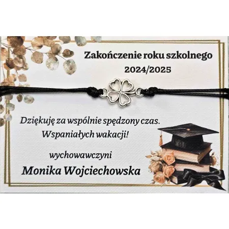 ZAKOŃCZENIE ROKU SZKOLNEGO bransoletka koniczyna ZAPAKOWANE dla uczniów