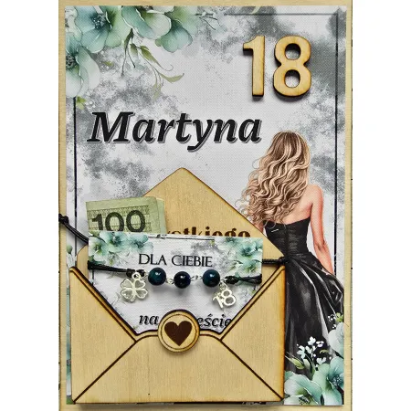 Super prezent na 18 urodziny DREWNIANA kartka A5