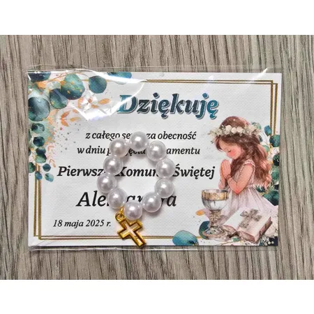KOMUNIA Podziękowanie dla gości różaniec ZAPAKOWANE